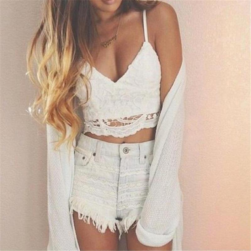 

2020 Women Crochet Tank Lace Vest Sleeveless Fashion White Bralette Crop Top #0510 A2#, As pic
