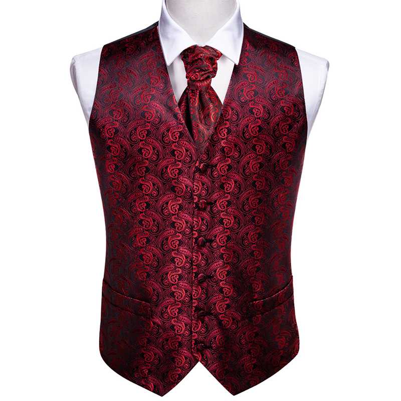 

New Arrival Dress Vests For Men Ascot Tie Mens Suit Vest Male Waistcoat Gilet Homme Casual Formal Business Jacket Barry.Wang, As pic