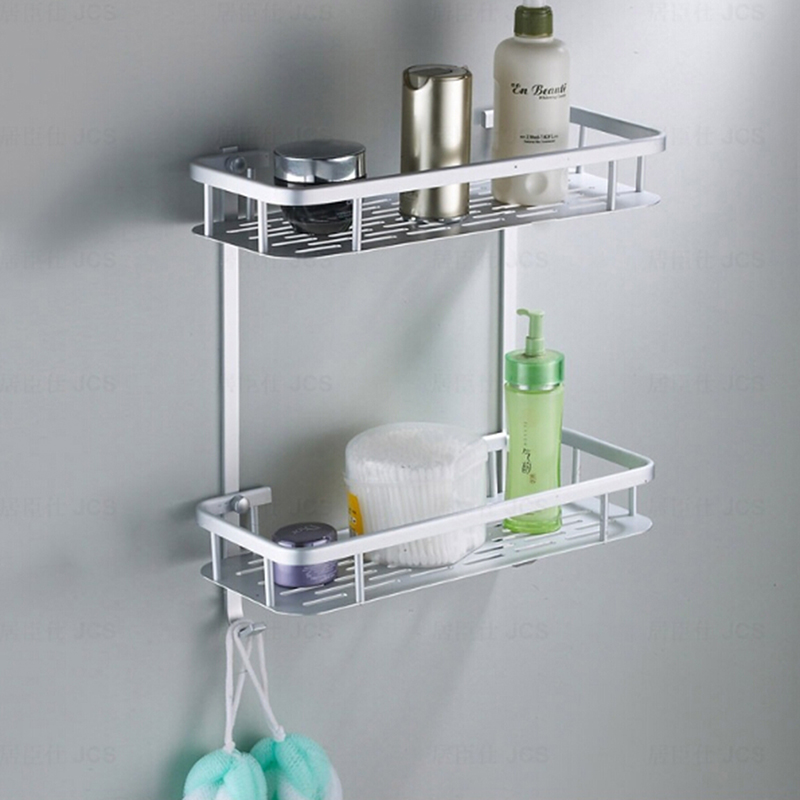 

Shiny Bathroom Aluminum Plate Shelf Bathroom Shampoo Shower Gel Rack Kitchen Hanging Storage Rack