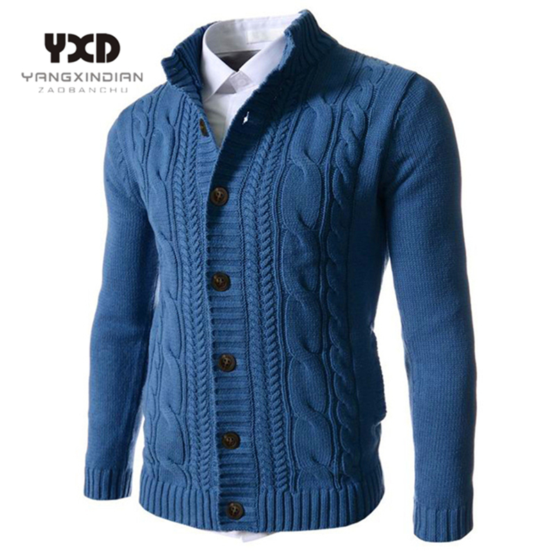 

2020 Winter Men Clothes Knitted Single-breasted Long Sleeve Cardigan Men Sweater Jacket Streetwear Jacquard korean Casual Coat, Gray