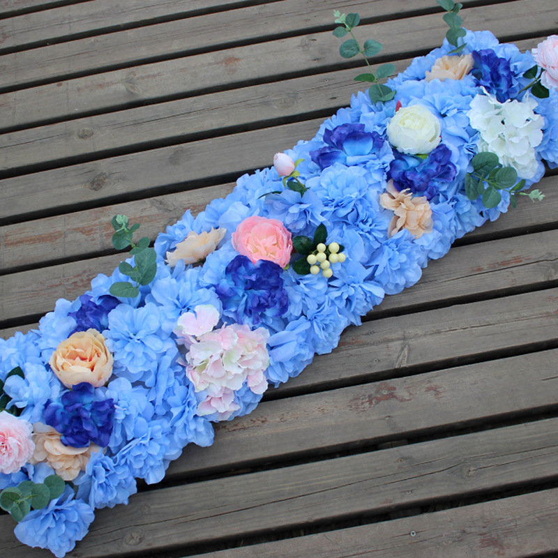 

Artificial Road Flower Row Silk Flower Hydrangea Peony Rose Flowers Wedding Arch Road Lead Home Hotel Party DIY Flower Decor, As pic