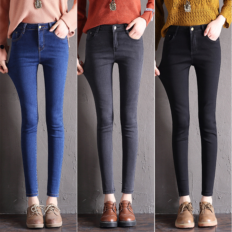 

2020 new high-waist women's jeans stretch thin skinny jeans high quality, Black