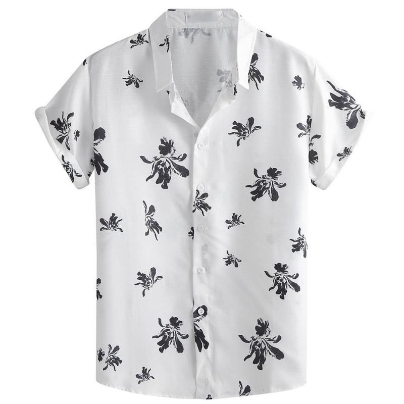 2020 Men Shirt Top Summer Short Sleeve Printing Blouse Casual Slim Fit Hawaiian Shirts Camisa Masculina Chemise Homme Shirt Men