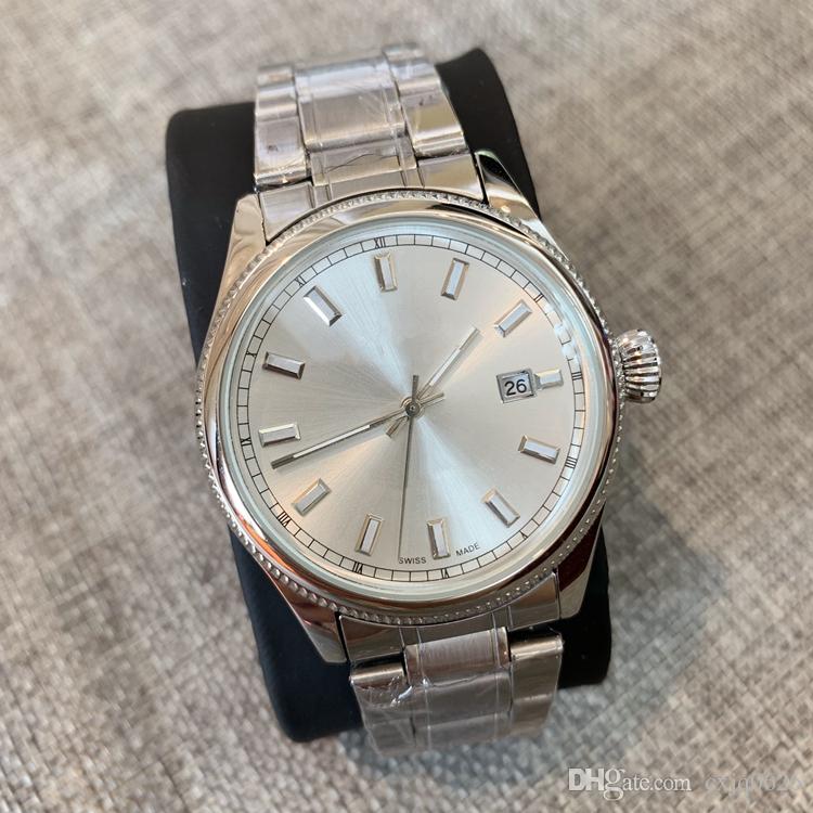 

High quality Fashion Male 2019 New watch 38mm Man watches Luxury Quartz Watch Gentleman Clock Relogio Montre stainless steel Wristwatches, White dial