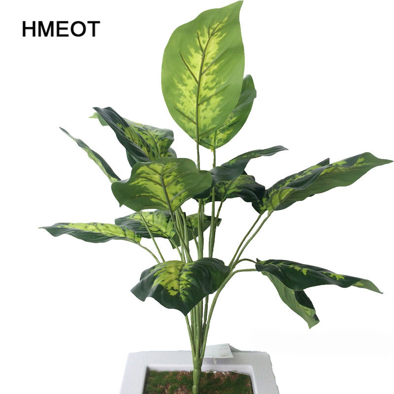 

50cm 18 leaf artificial green plant green radish leaves Turtle leaf for wedding decoration bonsai tree fake plant Accessories, 02