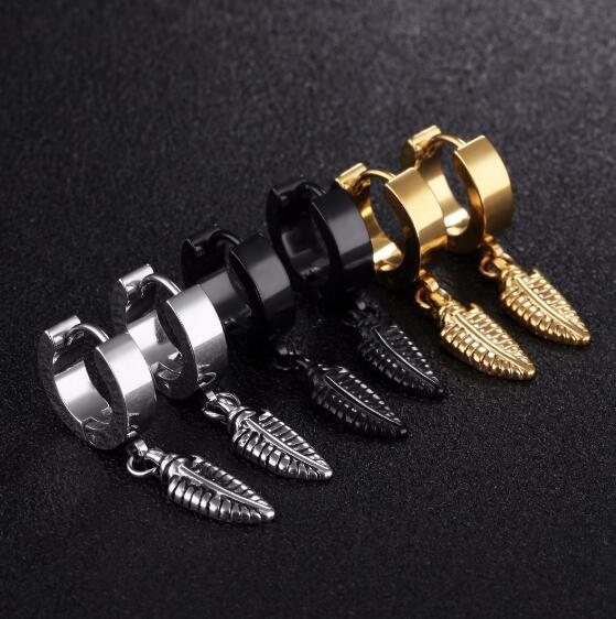 

Punk Stainless Steel Unisex Women Male Women Hoop Earrings Charms Black Silver Gold Fashion Jewelry GE421