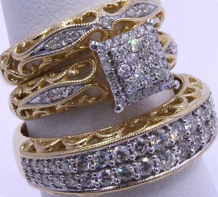 

l set Bamos Luxury Female White Bridal Wedding Ring Set Fashion 925 Silver Filled Jewelry Promise CZ Stone Engagement Rings For Women W6223