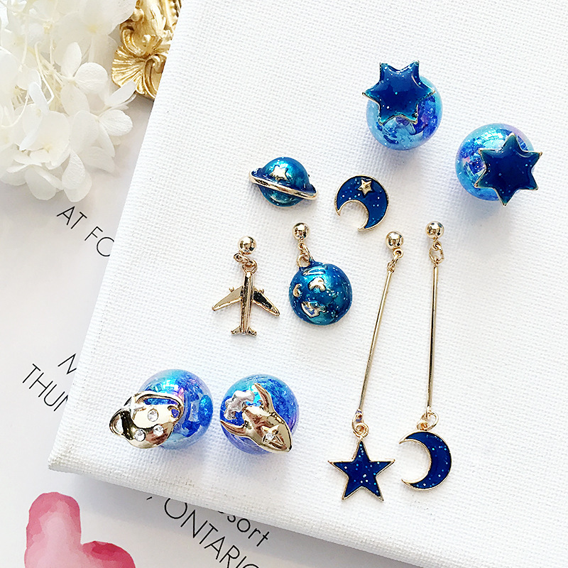 

Korean simple hundred star earring pin personalized Pendant Fashion Earrings long style Stud Earrings female