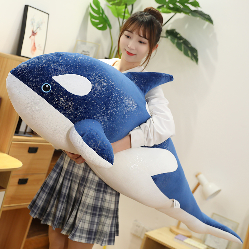 Delxwz Plush Purrets Large Soft Shark Plush Toy Large Creative Blue Whale Plush Soft Shark Sea Fish Plush Pillow Cute Doll Color : Blue, Size : 150cm