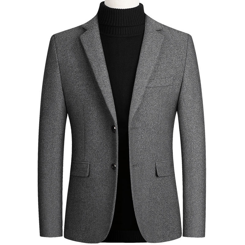 

2020 New Men's Jacket Woolen Small Suit Business Casual Jacket Single Suit Men, Black
