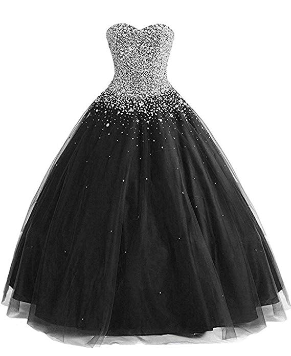 

Sexy Black Ball Gown Quinceanera Prom dresses Real Photo Long Sweetheart Crystal Rhinestones Sequin Beaded Tulle Sweet 16 Vestidos De Dress