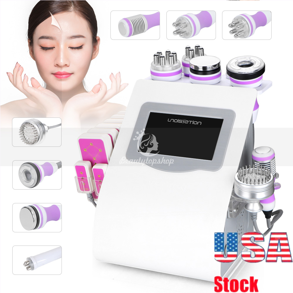 Stock US 9 in 1 Pro cavitation vacuum slimming device micro current 8 lipo laser pads 5mw cavitation rf equipment