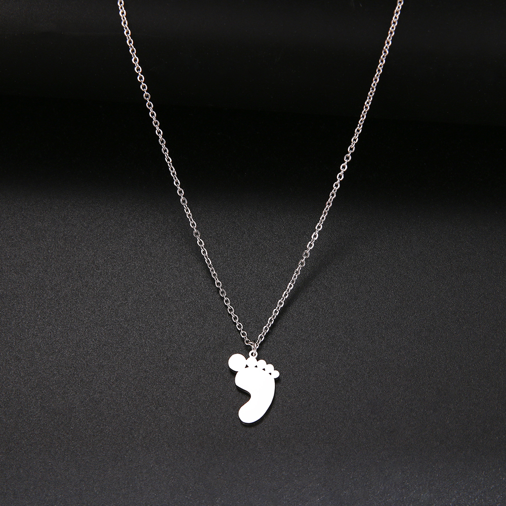

Lovely Baby Foot Feet Pendant Necklace For Women Baby Footprint Stainless Steel Jewelry Mum Son Daughter Mother's Day Gifts Wedding