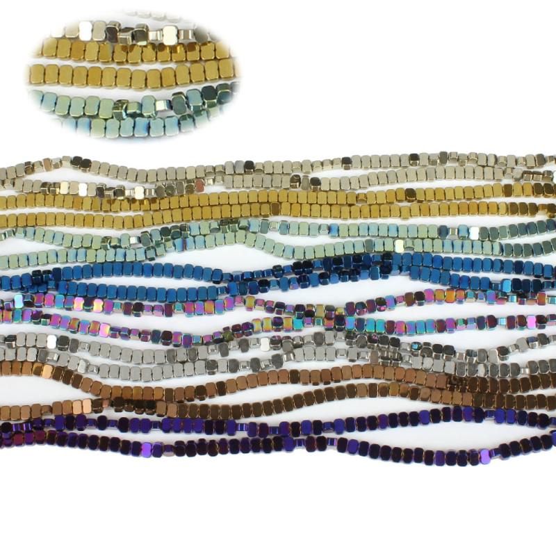 

Natural Stone Hematite 3,4,6,8mm Colorful Plating Cube Loose Beads fashion Jewelry Making Hot DIY Necklace Bracelet Accessories