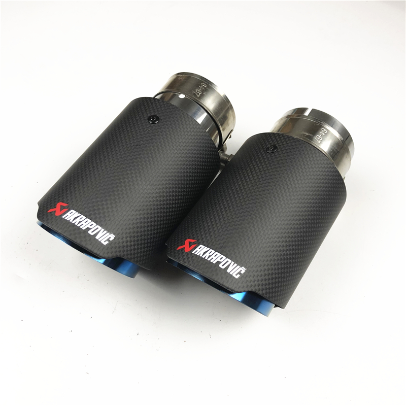 

2 Pieces: Universal Akrapovic Real Matte Carbon Fiber Exhaust Muffler Tips For Car Rear Pipes