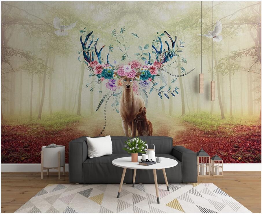 

WDBH 3d wallpaper custom photo Fantasy forest elk tv background painting living room home decor 3d wall murals wallpaper for walls 3 d, Non-woven