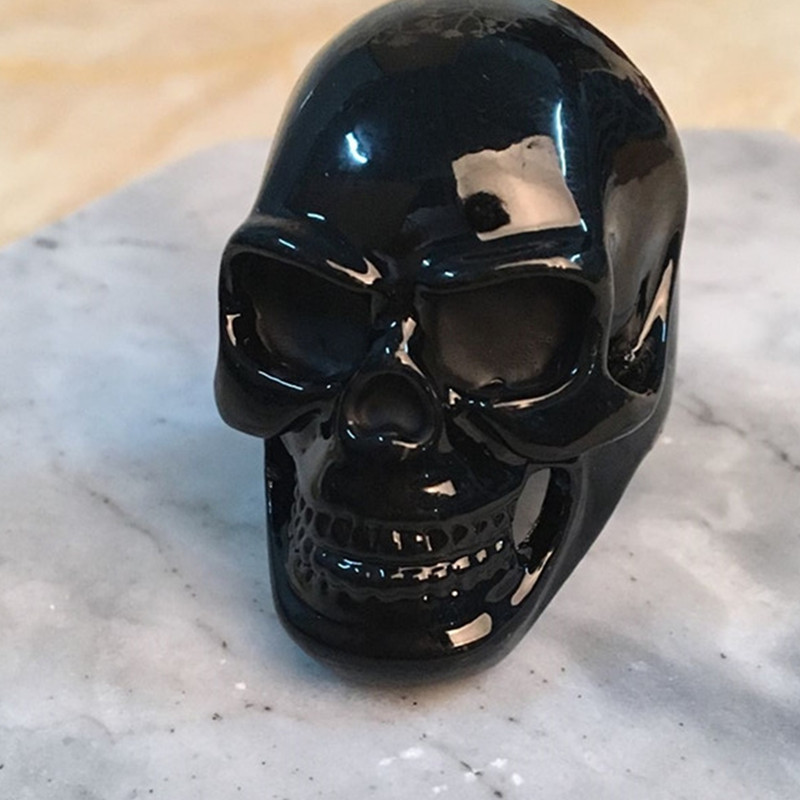 Vintage Men's Stainless Steel Skull Rings Silver-Color Gothic Skull Bone Biker Ring Big Motorcycle Ring