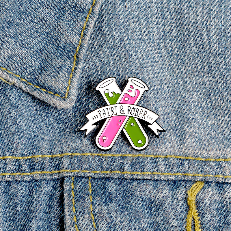 

Enamel Pins Two Science Laboratory Test Tube Brooches Badges Jewelry Gift For Scientist Chemical Students