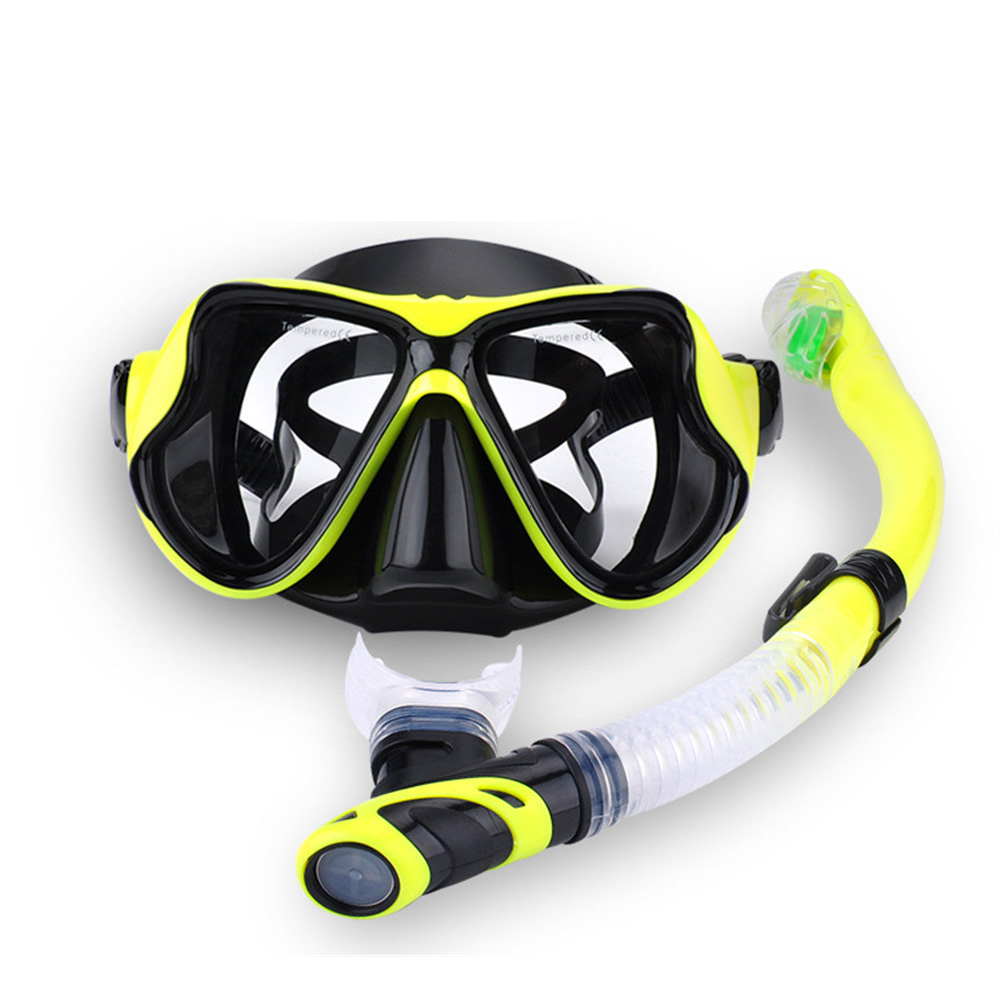 

Professional Scuba Diving Mask Snorkel Anti-Fog Goggles Glasse Set Silicone Swimming Fishing Pool Equipment 7 Color Adult T191128