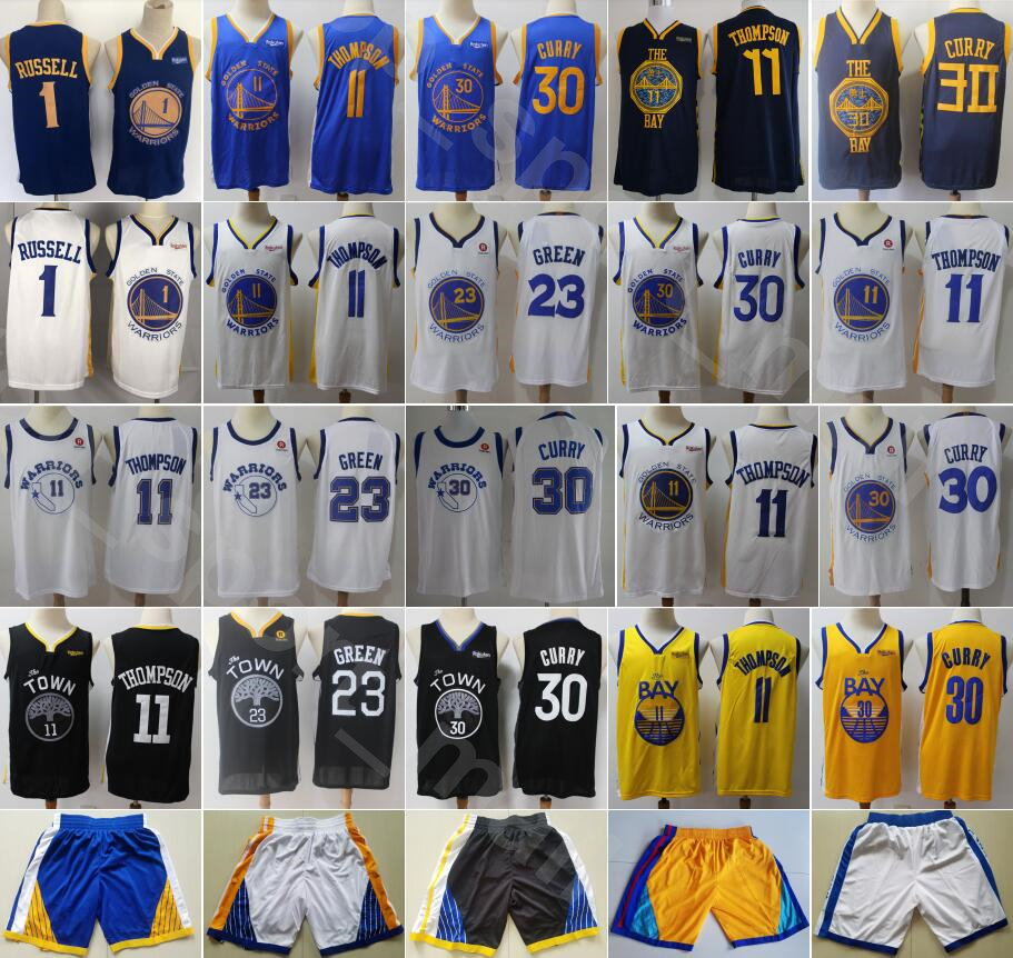 

Edition Earned City Basketball Draymond Green Jersey Stephen Curry Thompson D Angelo DAngelo Russell Pant Short Team Navy Blue White Black, Black;red