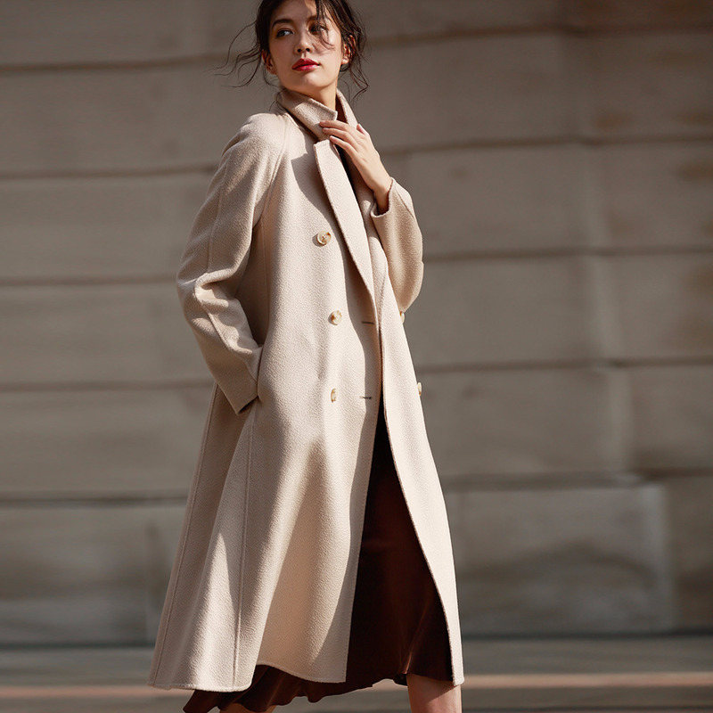 

Wool Coat Women Vintage Winter Coat Women Double Sided Long Jacket Oversize Windbreaker Abrigos Mujer Invierno 2020 8503 YY693, Coffee
