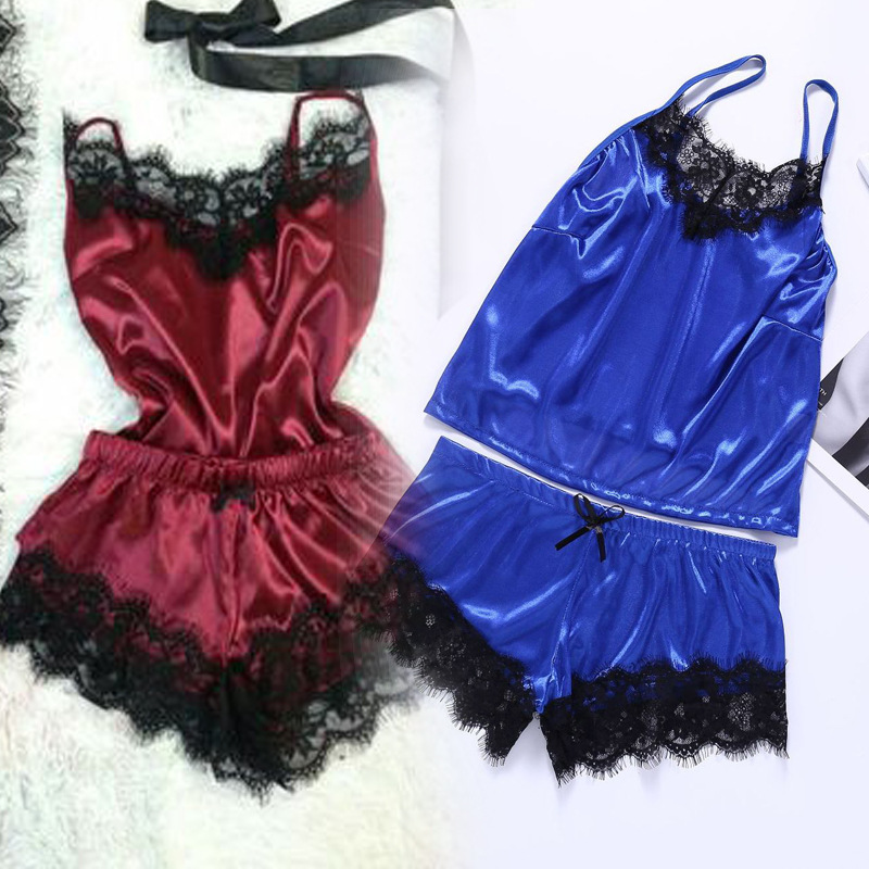 

2020 Sexy Lingerie Women Silk Lace Casual Loose Solid Sleeveless Dress Babydoll Nightdress Nightgown Sleepwear Summer Clothes, Pink