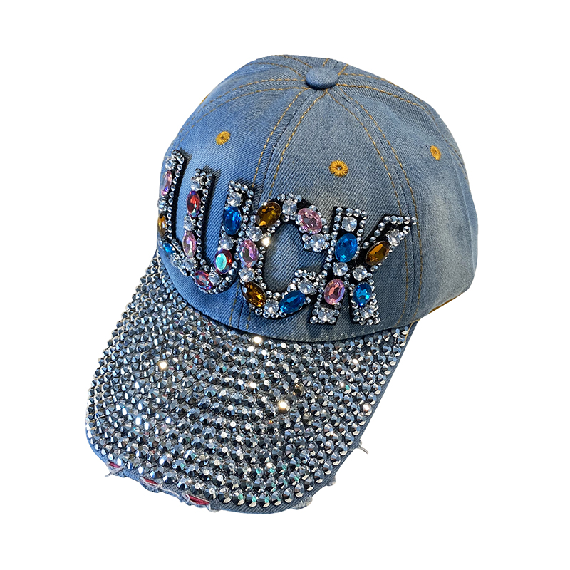 

Fashion luxury designer colorful diamonds jeans demin hats summer baseball ball caps for women casual travel outdoor sun hat, Blue;gray