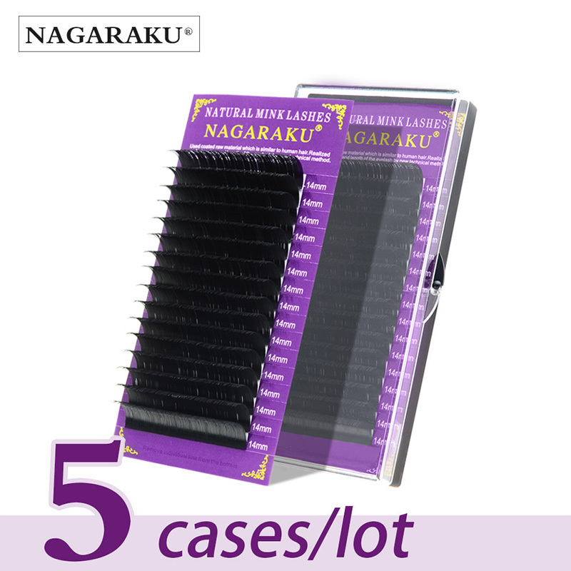 

NAGARAKU 5 trays Eyelash extensions High quality faux mink individual eyelashes single size false eyelash soft and natural CX200805