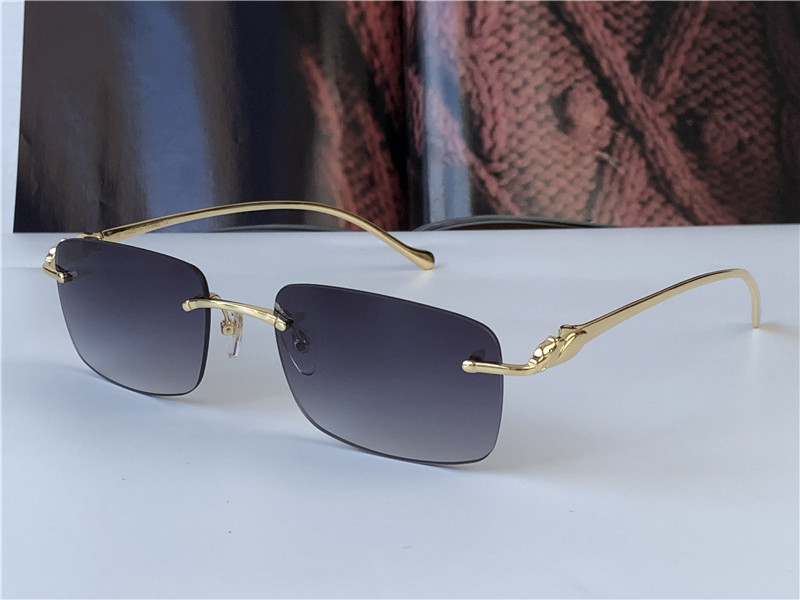 

selling wholesale sunglasses 5634295 ultralight square frameless animal metal temples retro avant-garde design uv400 light colored eyewear, White;black