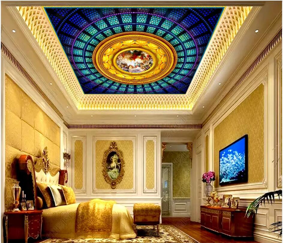 

3d ceiling mural wallpaper custom photo Stained Glass European Gospel living room home decor 3d wall murals wallpaper for walls 3 d, Non-woven wallpaper