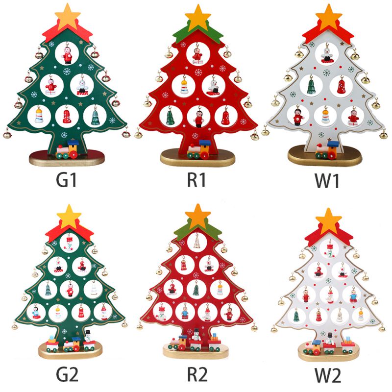 

Christmas single piece wooden Christmas tree desktop small DIY mini tree decoration ornaments dropshipping N06 N07