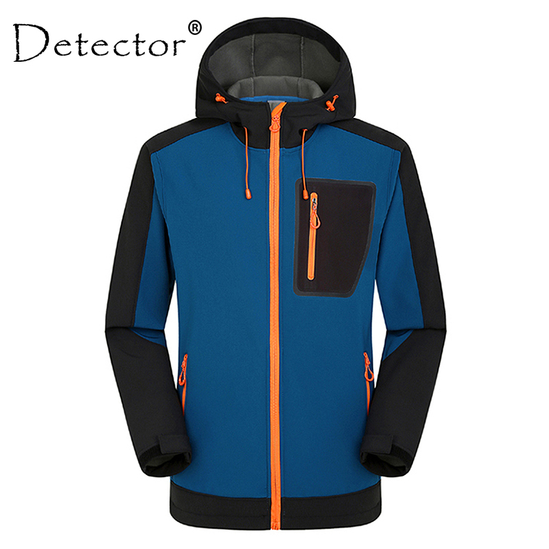 

Detector Waterproof Softshell Jacket Men Hiking Tactical Windproof Outdoor Jacket Climbing Raincoat Fleece Windbreaker, Blue