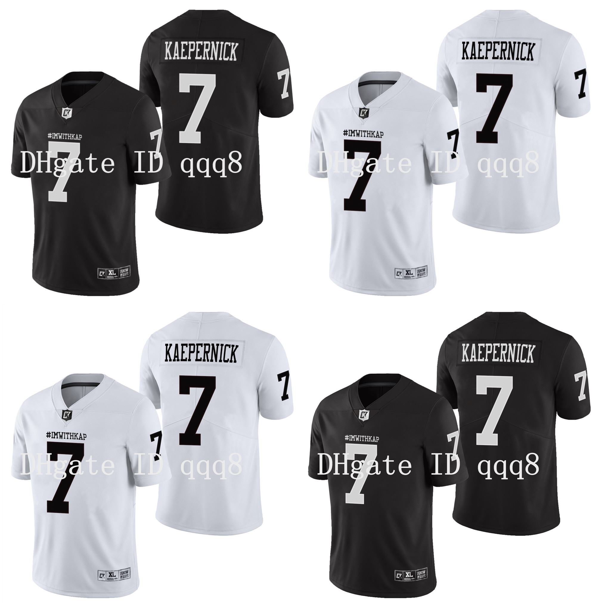 

Top Quality ! IMWITHKAP Jersey 7 COLIN KAEPERNICK Jerseys IM WITH KAP Black White College Football Jerseys