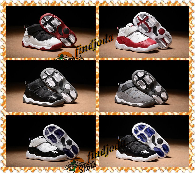 Enfants 6 6S Anneaux Chaussures de basket-ball Pas cher Garçons Filles Chaussures Infant Carmine Noir Rouge Gris Blanc Jeunes Baskets Bébé Basket