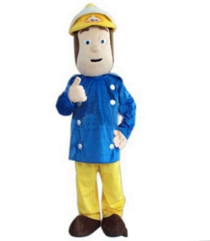 

2018 High quality hot Fireman Sam Mascot Costume Firefighter Christmas Party Dress Suit Free Shipping, As photo show