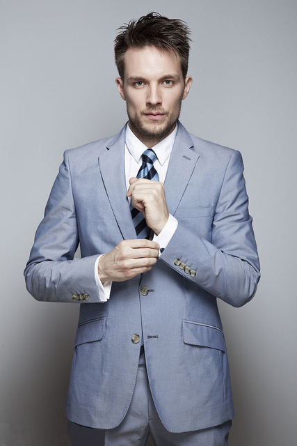 

Custom Made Men Suit Slim Fit Groom Tuxedos Custom Suit Two Pieces Wedding Suits For Men (Jacket + Pants + Tie), Sky blue