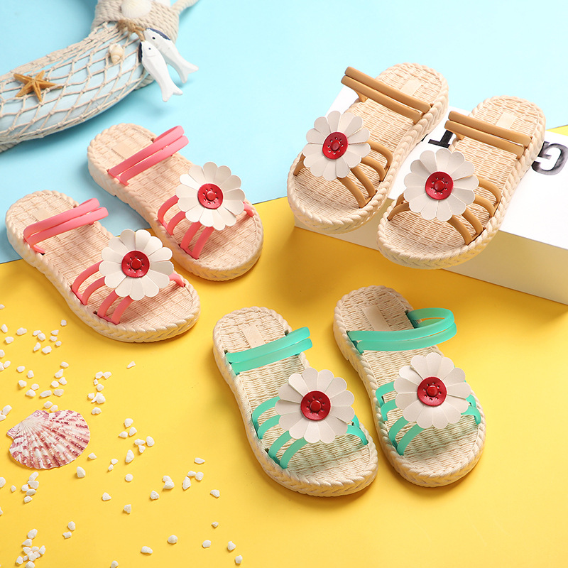 

Girl slippers Korean version of children's sandals princess flower shoes 2020 summer baby student beach shoes, Orange