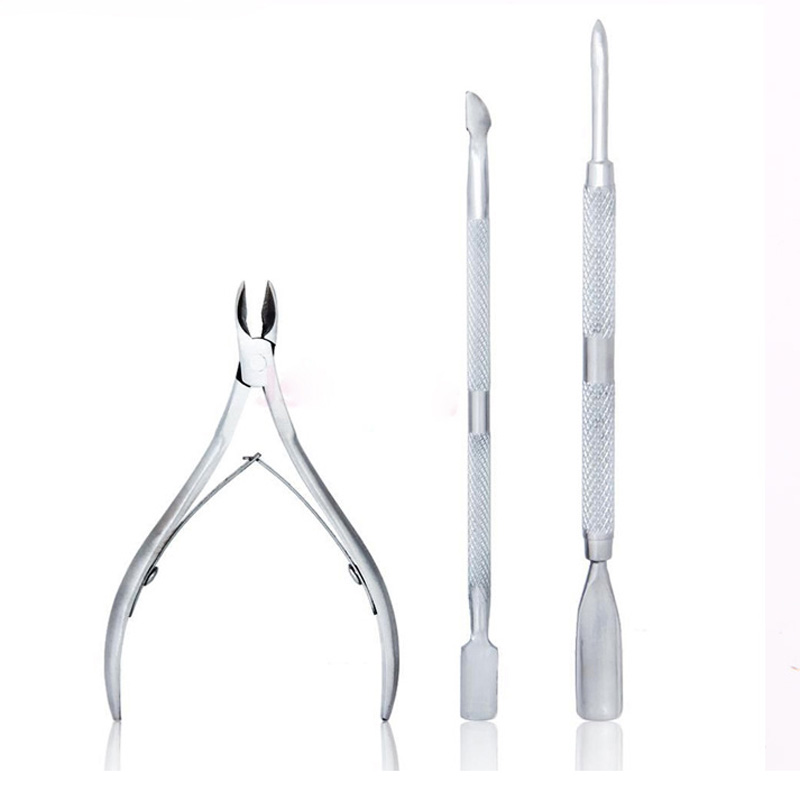 

3Pcs/Set Nail Pusher Dead Skin Stainless Steel Nail Nipper Cuticle Scissor Spoon Pusher Remover Gel Sliver Tools Art Remove