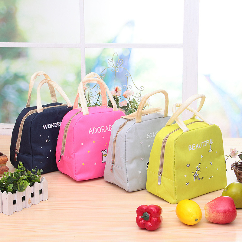 

Lunch Bag kitchen organizer Oxford Cloth Cartoon Print Handy Thickness Insulated Picnic School Lunch Bags Storage Bag Featured