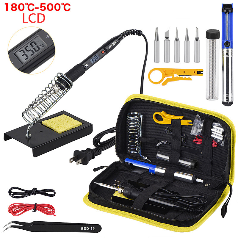 

Soldering Iron 80W Adjustable Temperature Electric Solder Iron Rework Station Handle Heat Pencil Welding Repair Tools 110/220V