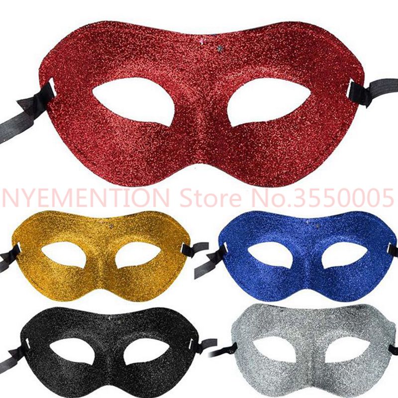 

200 pieces/lot) Handmade Half-face Solid Color Glittered Plastic Women's and Men's Carnival Masks Mardi Gras Masks