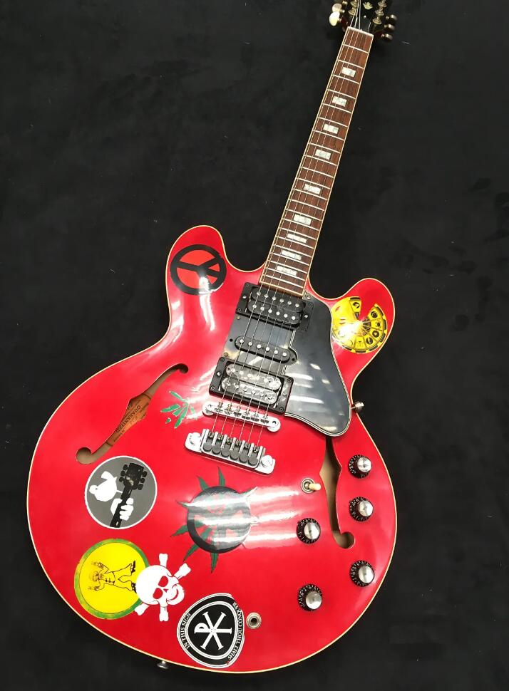 

Custom Alvin Lee Guitar Big Red 335 Semi Hollow Body Jazz Cherry Red Electric Guitar Small Block Inlay 60s Neck, HSH Pickups, Grover Tuners