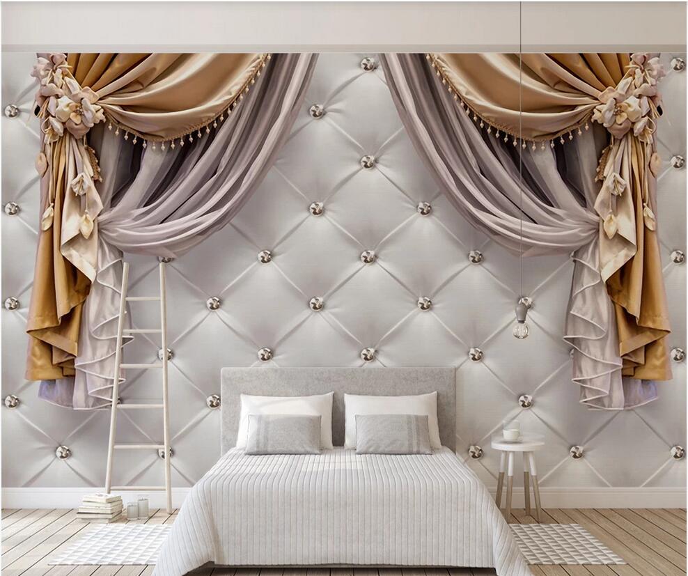 

3d wallpaper custom photo mural 3d European curtain soft package TV background wall home decor wall art pictures, Non-woven fabric