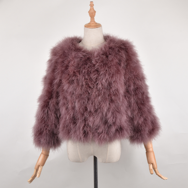 

New Arrival Female top selling fashion Real Ostrich Fur Coat Women handmade nature Turkey fur jacket, White
