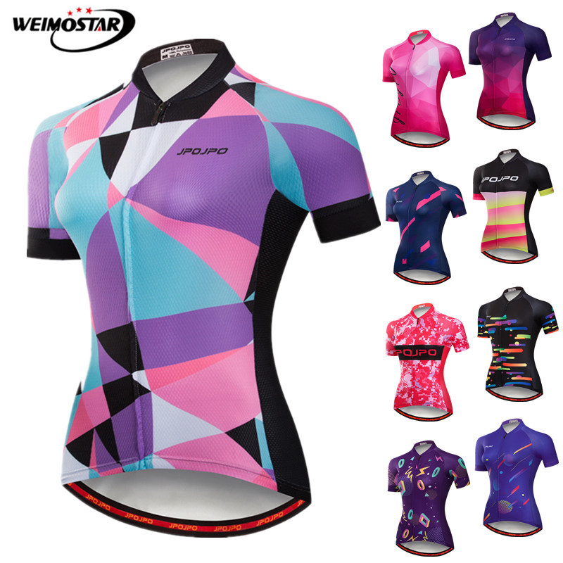 

Weimostar Women Summer Short Sleeve Cycling Jersey Shirt Outdoor Road MTB bike Jersey Top Bicycle Clothes Ropa, Model 12