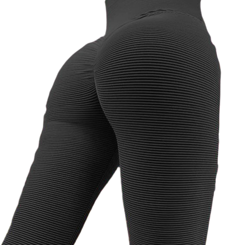 

Women Sport Push Up Fitness Leggings High Waist Gym Leggins Fashionable Striped High Waist Sport Pants Yoga Pants for Women, Black