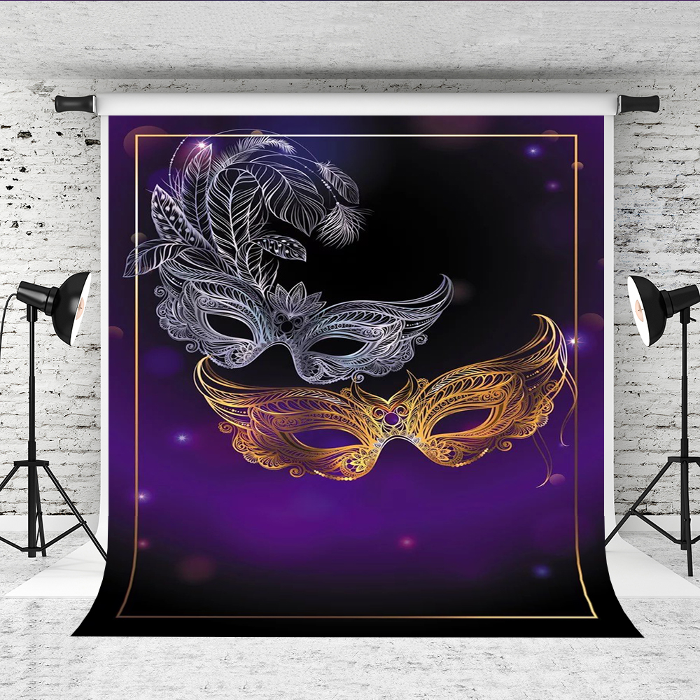 

Dream 5x7ft Carnival Masks Photography Backdrop Fantasy Purple Prom Decor Photo Booth Background for Mardi Gras Mask Party Shoot Studio Prop