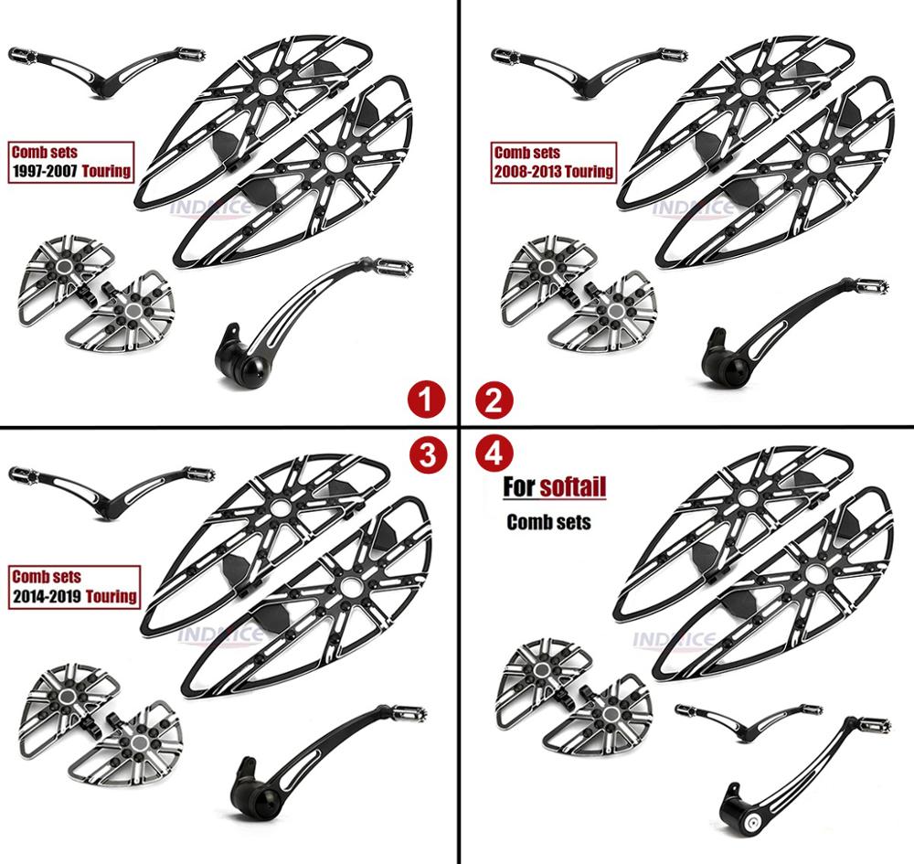 

Black gauge rider rear floorboards brake shifter levers Touring softail 97-19