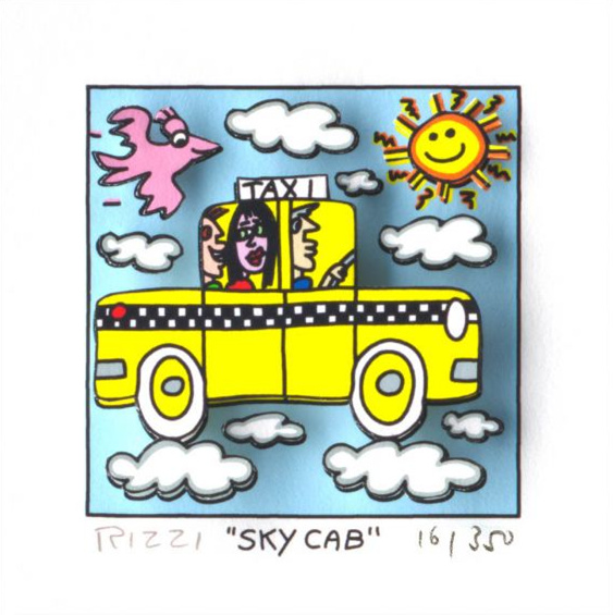 

James Rizzi - SKY CAB Home Decor Handpainted Oil Painting On Canvas Wall Art Canvas Pictures 191222