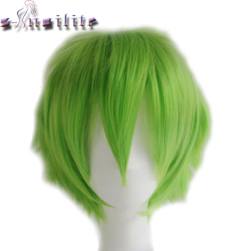 

S-noilite Synthetic Women Men Short Hair Wig Cosplay Fancy Dress Head Wigs Black Blue Purple Green Yellow